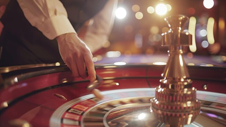 Dealer's hands dealing blackjack cards