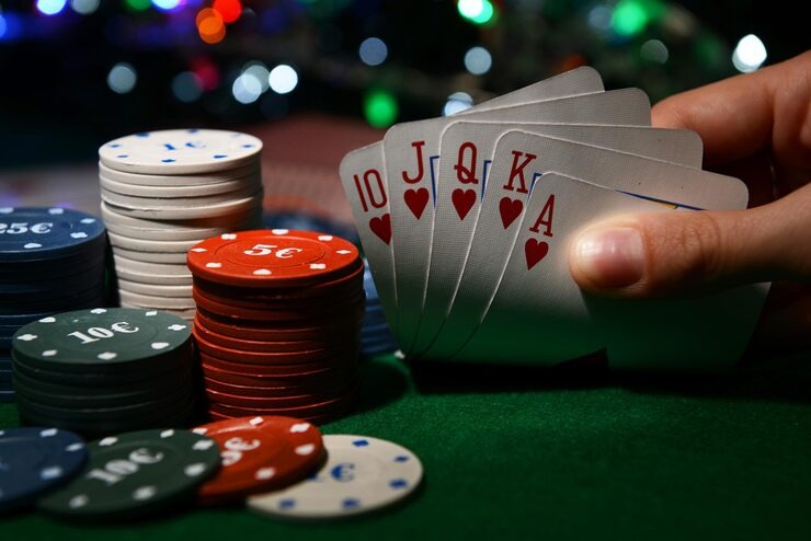 Roulette wheel in motion with ball approaching landing position